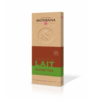 Tablette de chocolat au lait, noisttes entières caramélisées