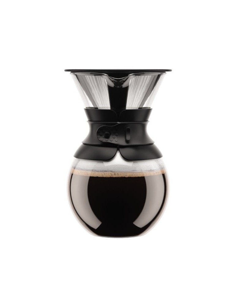 Bodum - POUR OVER: Cafetière double paroi en verre, 8 tasses, 1.0 l, filtre  permanent maille inox 1.0 L