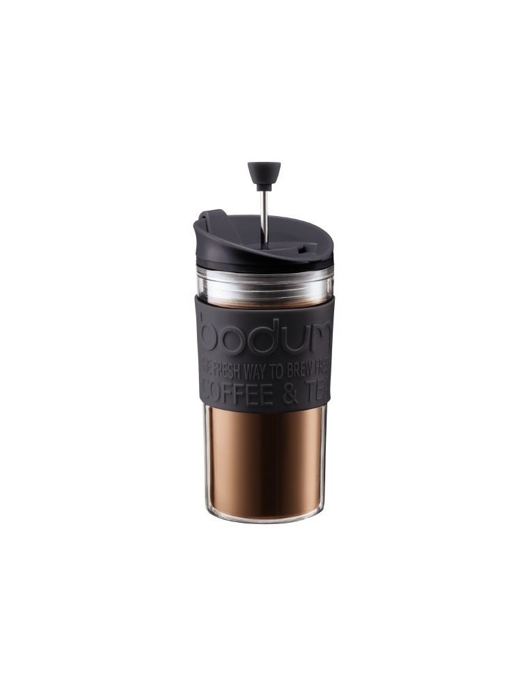 TRAVEL PRESS Mug à piston isotherme en plastique, couvercle à clapet, 0.35 l