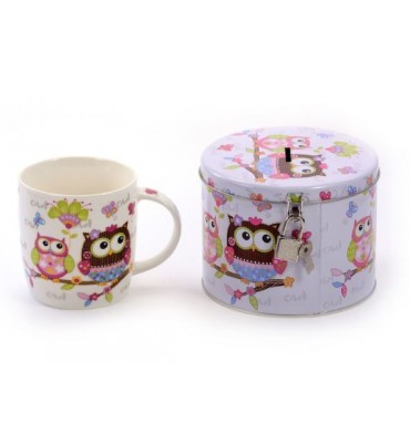 Coffret avec Mug 25 cl boite metal tirelire