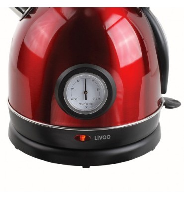 Bouilloire rétro rouge avec thermomètre intégré